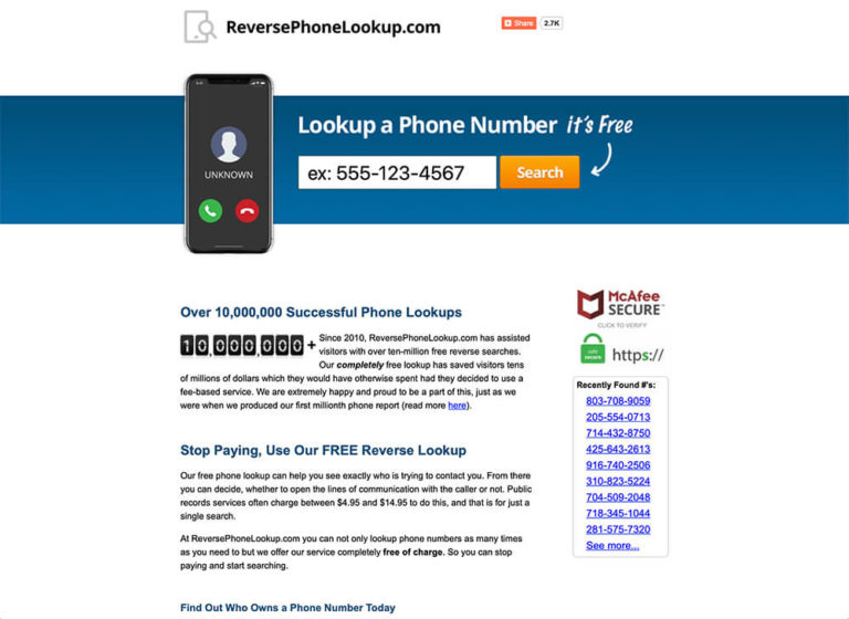 white pages free reverse phone number lookup